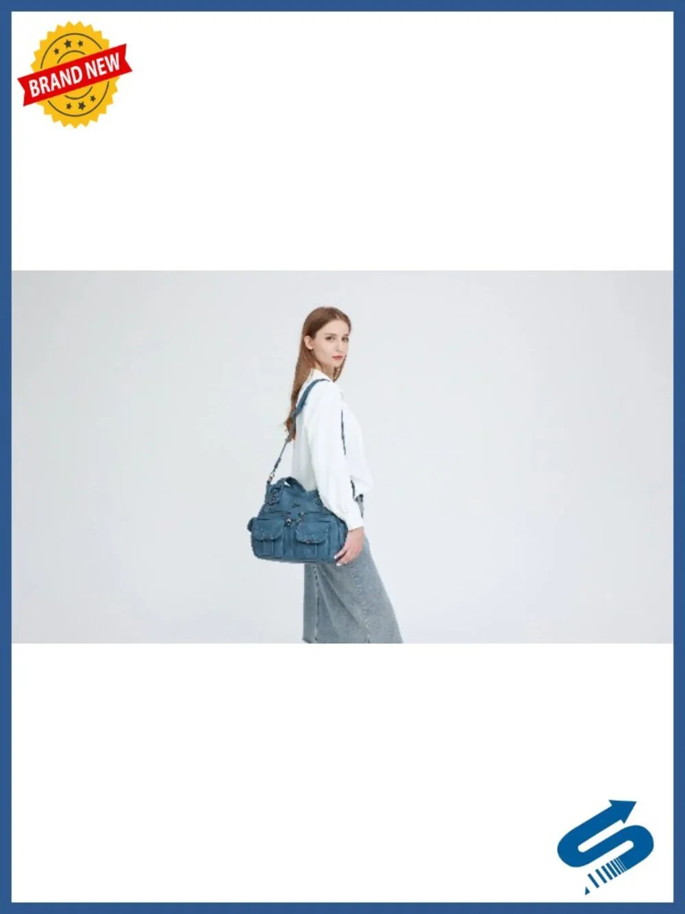 Large PU Leather Multi-Pocket Shoulder Tote Bag with Adjustable Strap
